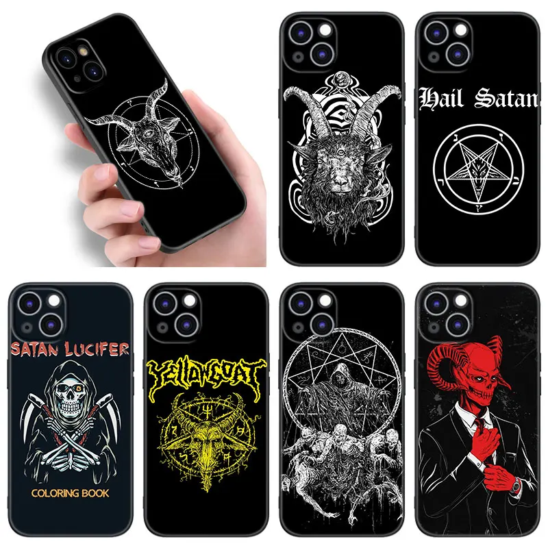 Demonic Satanic Scary Skull Phone Case For Apple iPhone 12 13 Mini 11 14 15 Pro Max 7 8 Plus X XR XS SE 2020 2022 Black Case