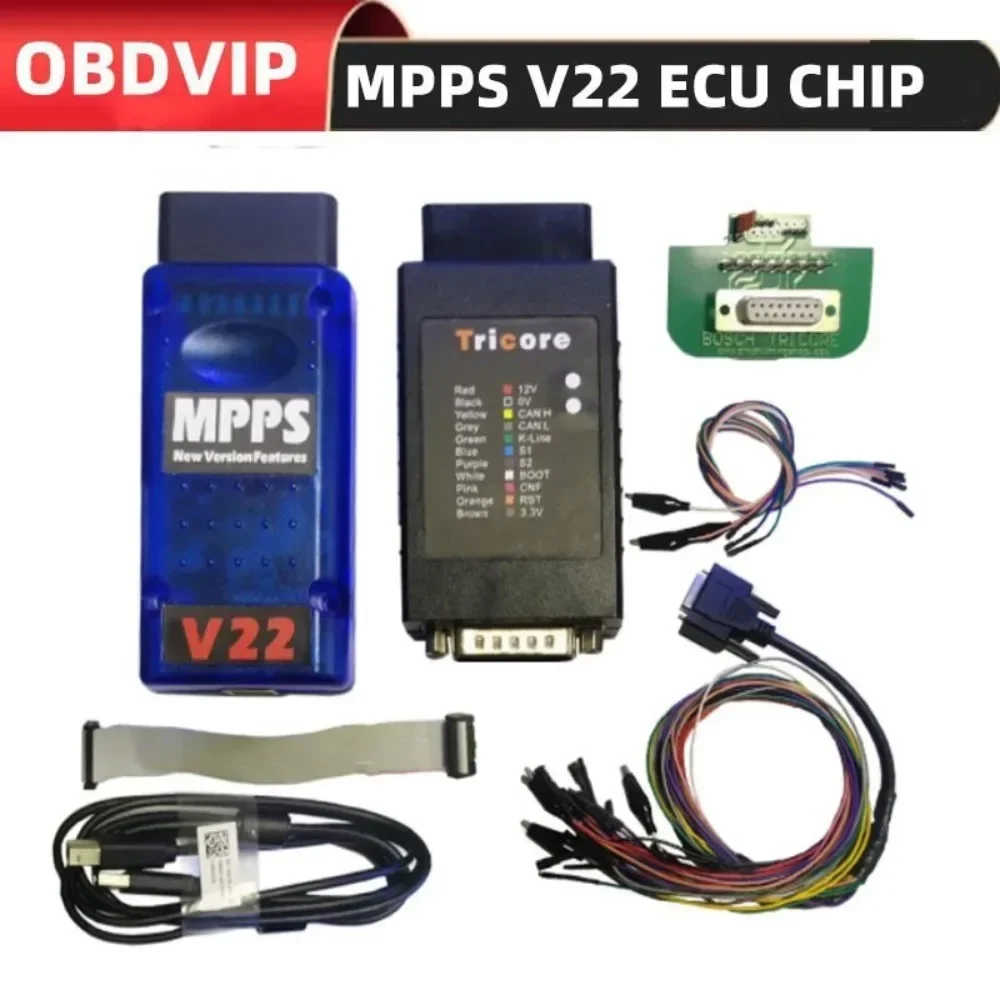 Newest Version MPPS V22 +Tricore Adapter ECU Chip Tool Unlimited V22.2.3.5 ECU Programming Cable Chip Scanner Diagnostic Tool