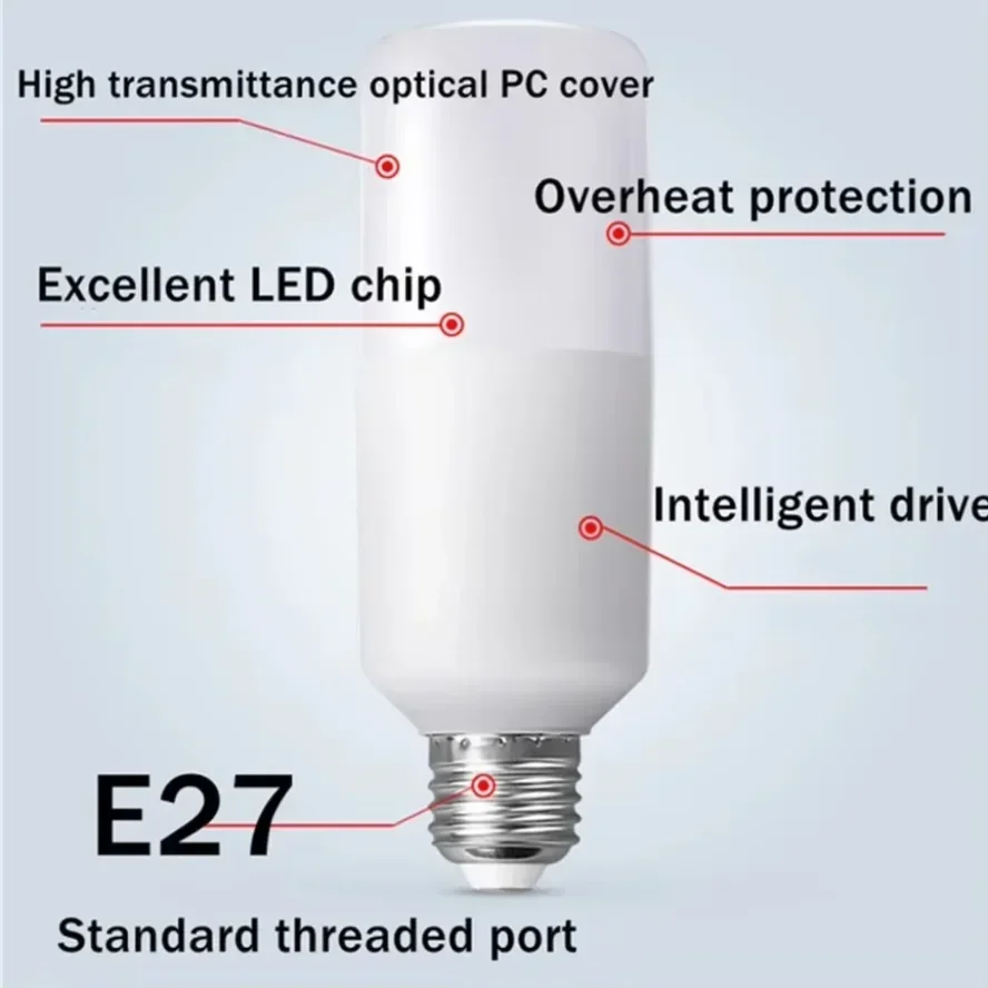 3~1PCS E27 Light Bulb 3-year Warranty 20W 10W White Light LED Cylindrical Corn Bulb AC 220V LED Lamp Home Decoration Chandelier