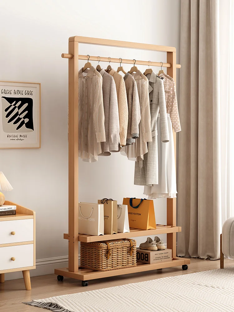 

Solid Wood Hanger Bedroom Simple Clothes Hanger Mobile Home Indoor Room Clothes Coat Rack