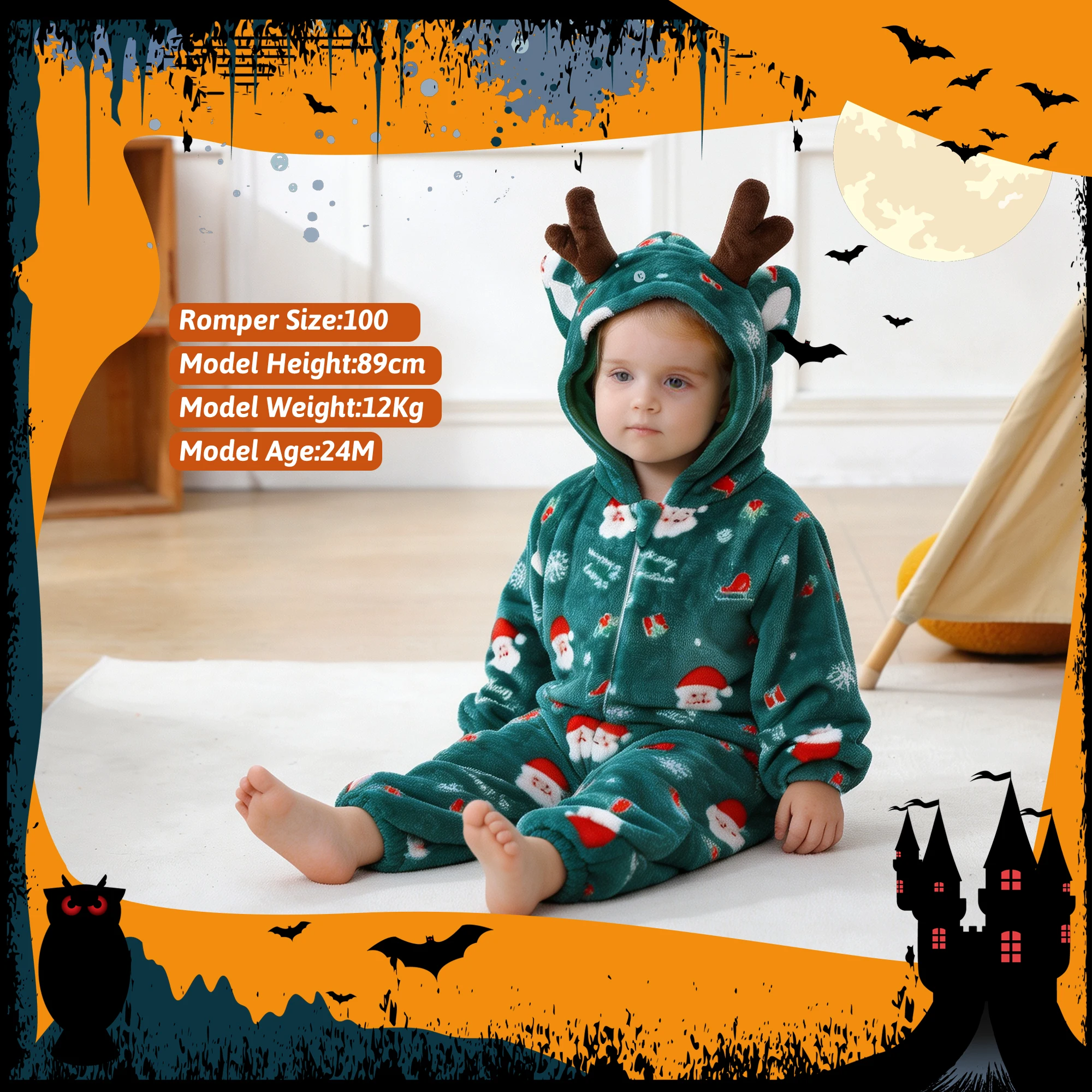 MICHLEY Halloween Cosplay Neugeborenes Baby Mädchen Kleidung Strampler Cartoon Giraffen Kostüm Jumpsuit Winter Warmer Einteiler Outfit für Jungen – Detail 10