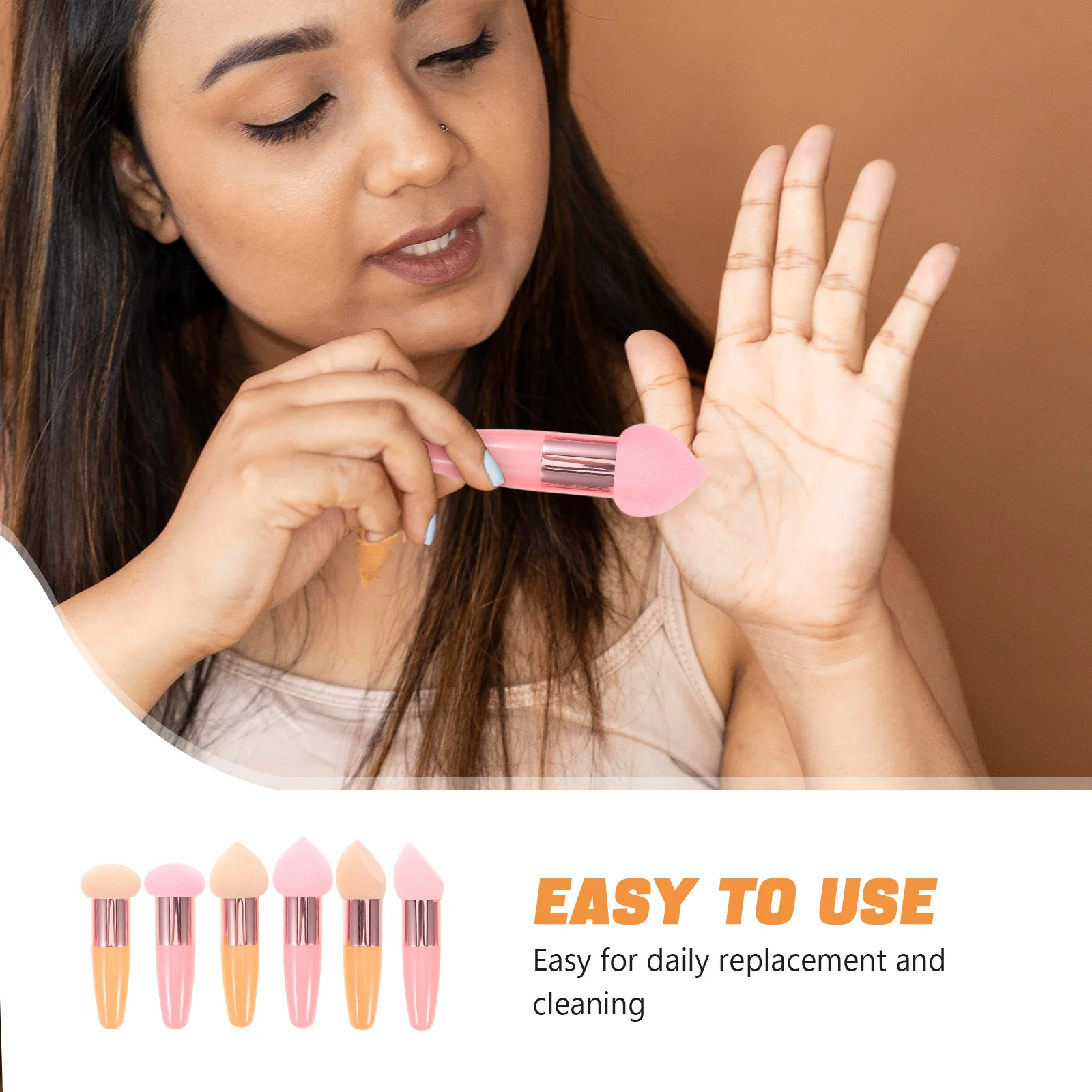 6 pçs fundação liquidificador esponjas multi-colorido redondo beleza ovo aplicadores de maquiagem uso seco molhado conjunto de sopro de pó líquido