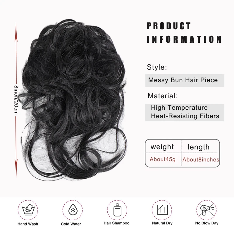 Women Fluffy Synthetic Hair Bun Wig Ring Lazy Ball Hair Scrunchie Fashion Festival Hair Headdress