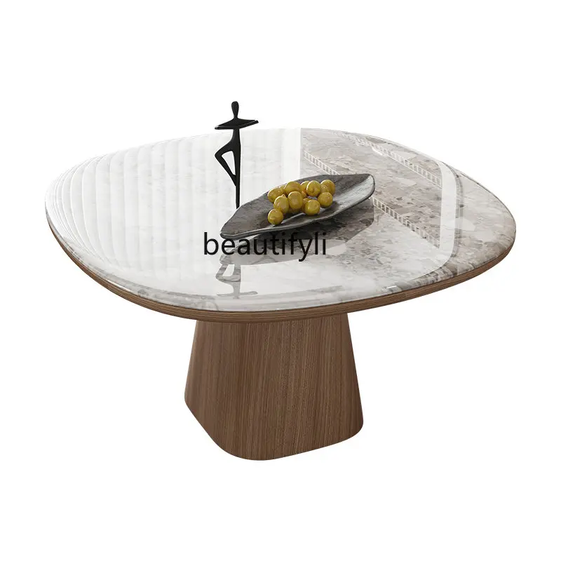 zq Nordic Super Crystal Marble Dining-Table Square Household Modern Minimalist round Dining Table