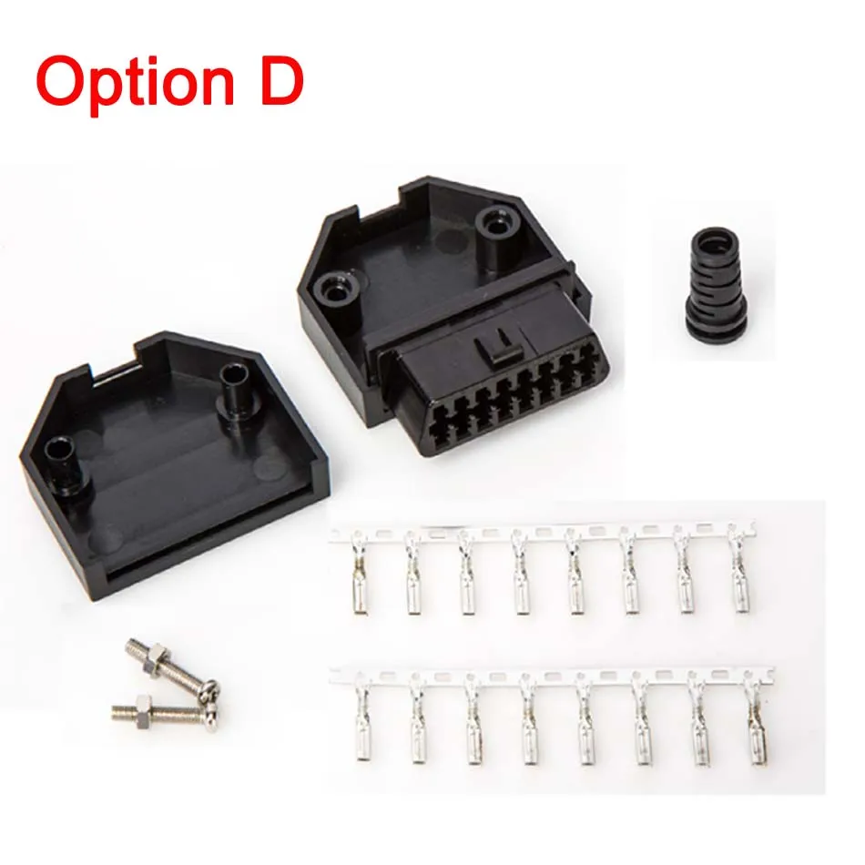 Porta diagnostica OBD2 automobilistica connettore femmina a 16 Pin spina OBD + guscio + terminale + vite + scheda di linea presa adattatore per auto