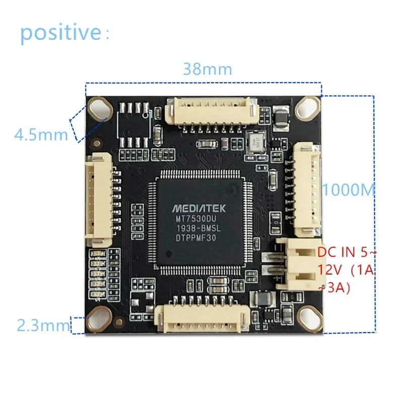 Conmutador Ethernet gigabit de 4 puertos pcba para módulo integrado integrado DC 5V 12V1A-3A IN DC OUT VLAN a través de corriente, 10/100/1000M