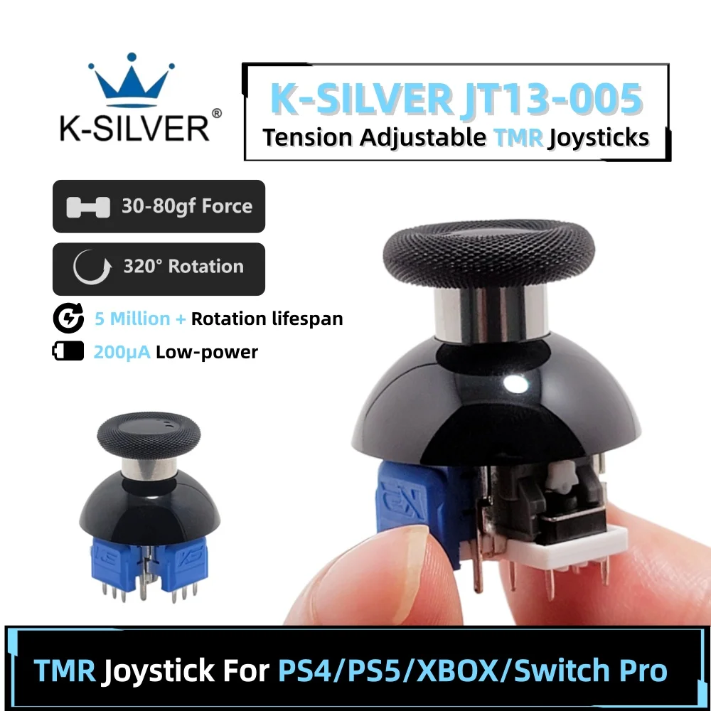 Fotografia 3: Joystick TMR K-SILVER JT13-005 320 para PS4 com Força de 30-80gf °   Bastão Magnético Ajustável Sem Desvio para DualSense PS5