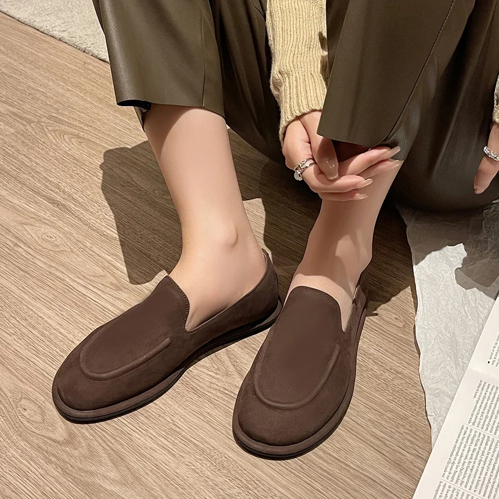 JOZHAMTA Size 33-40 Women Flats Loafers Soft Genuine Leather Low Heels Shoes 2025 Ins Casual Slip On Daily Office Lady Dress