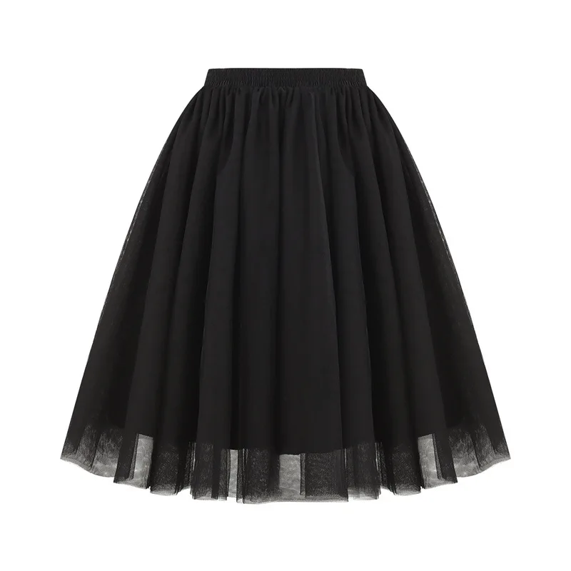 Spring Summer Mini Tulle Skirt Women New High Waist Short Pleated Skirt Solid Color Female Black Green Mesh Casual Skirt Lady