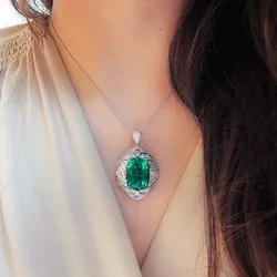 ZY Luxury Vintage Sterling 925 Silver Emerald Ring Earring Necklace Pendant Women Wedding Gewelry Sets