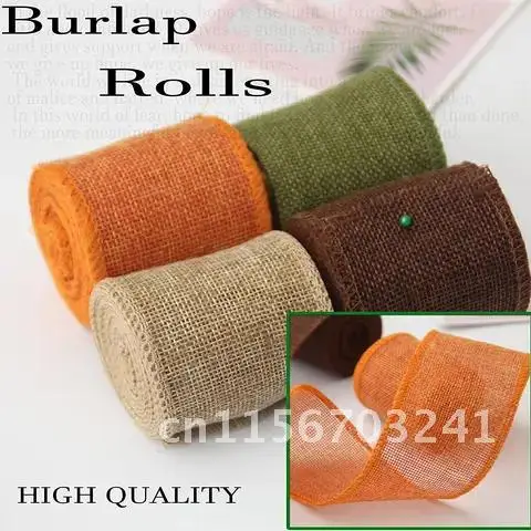 Burlap Wired Ribbon Rolls 3M/Roll, Wrapping Burlap Ribbon for DIY Christmas Crafts Decoration Wedding(60mm Width)