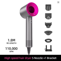 1.8m Professinal Leafless Hair Dryer Electric Hair Dryer High Speed 1600W Negative 200 Million Anion Blow Dryer Silent Hair Drye