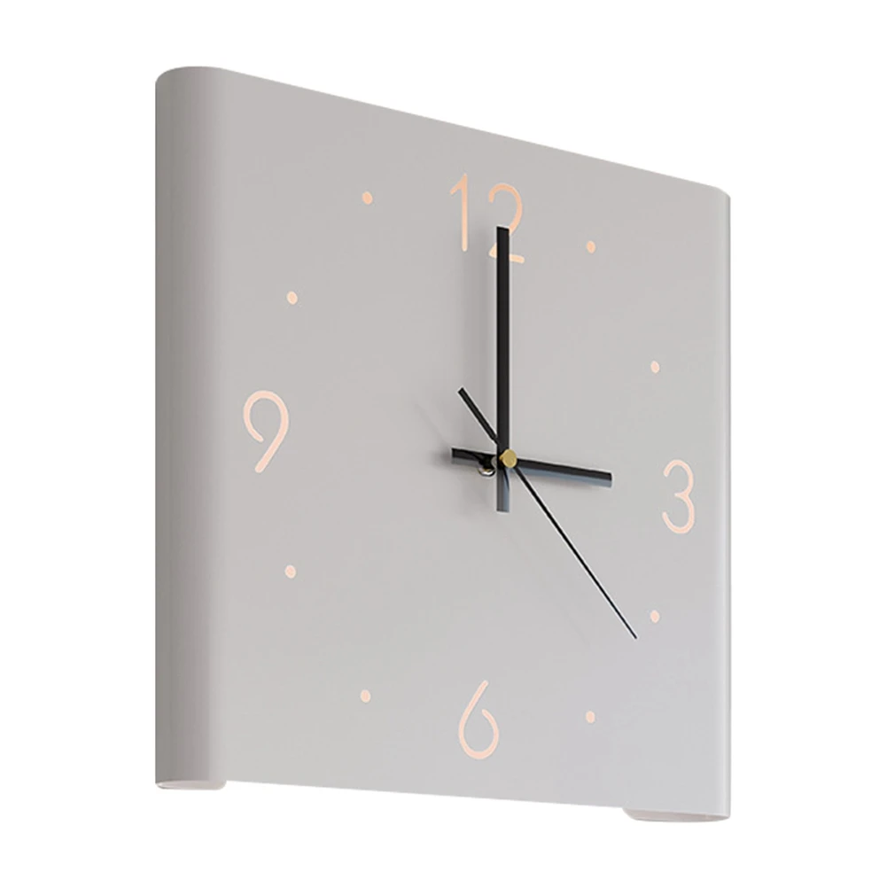 Square Wall Clock Folded Corner Wall Hanging Clock Chic Arc Silent Clock with Light for Living Room Home Decoration-B