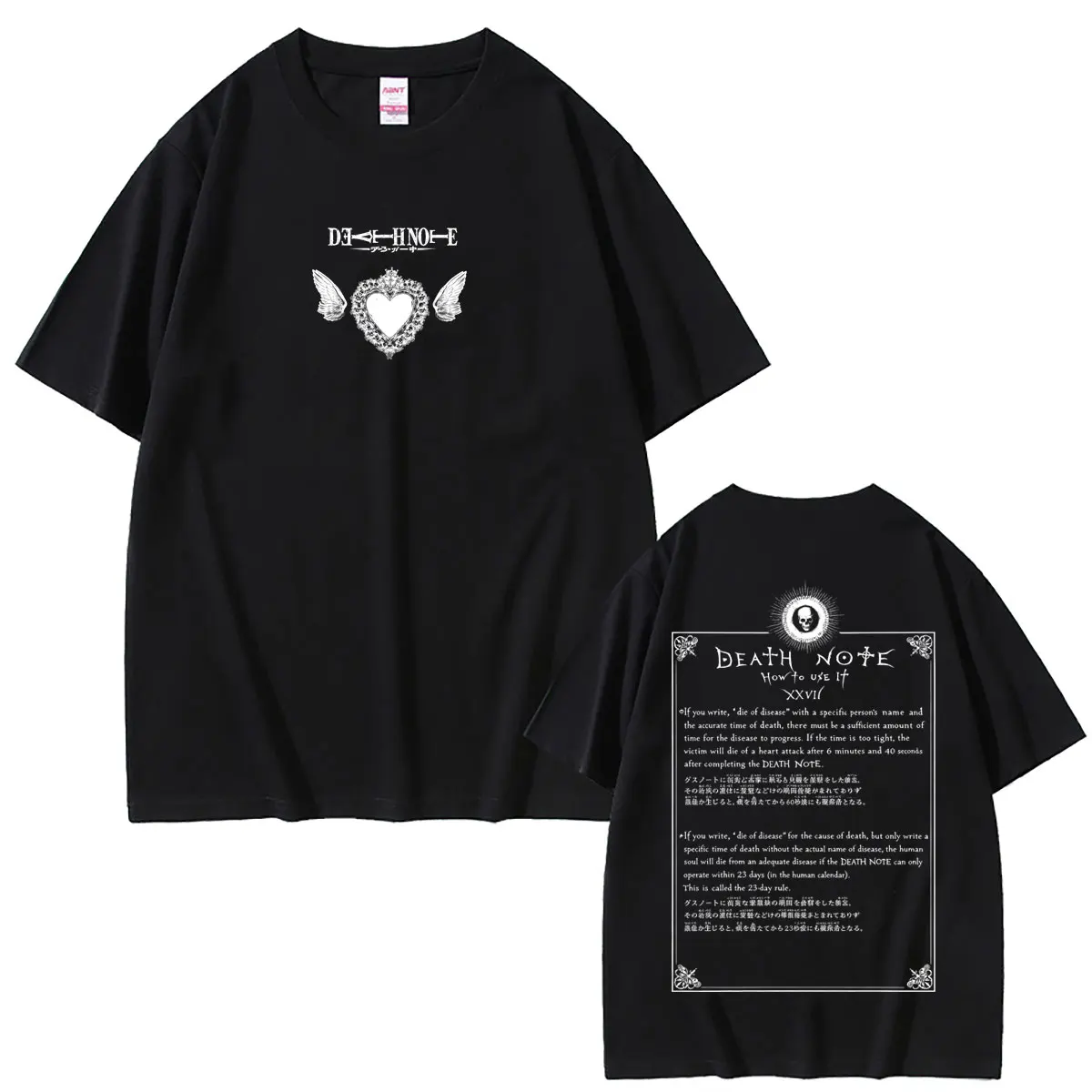 

Anime Death Note Double Sided Print T-shirt Y2k Men Women Casual Vintage Oversized T Shirts Men's 90s Manga Gothic Rock T-shirts