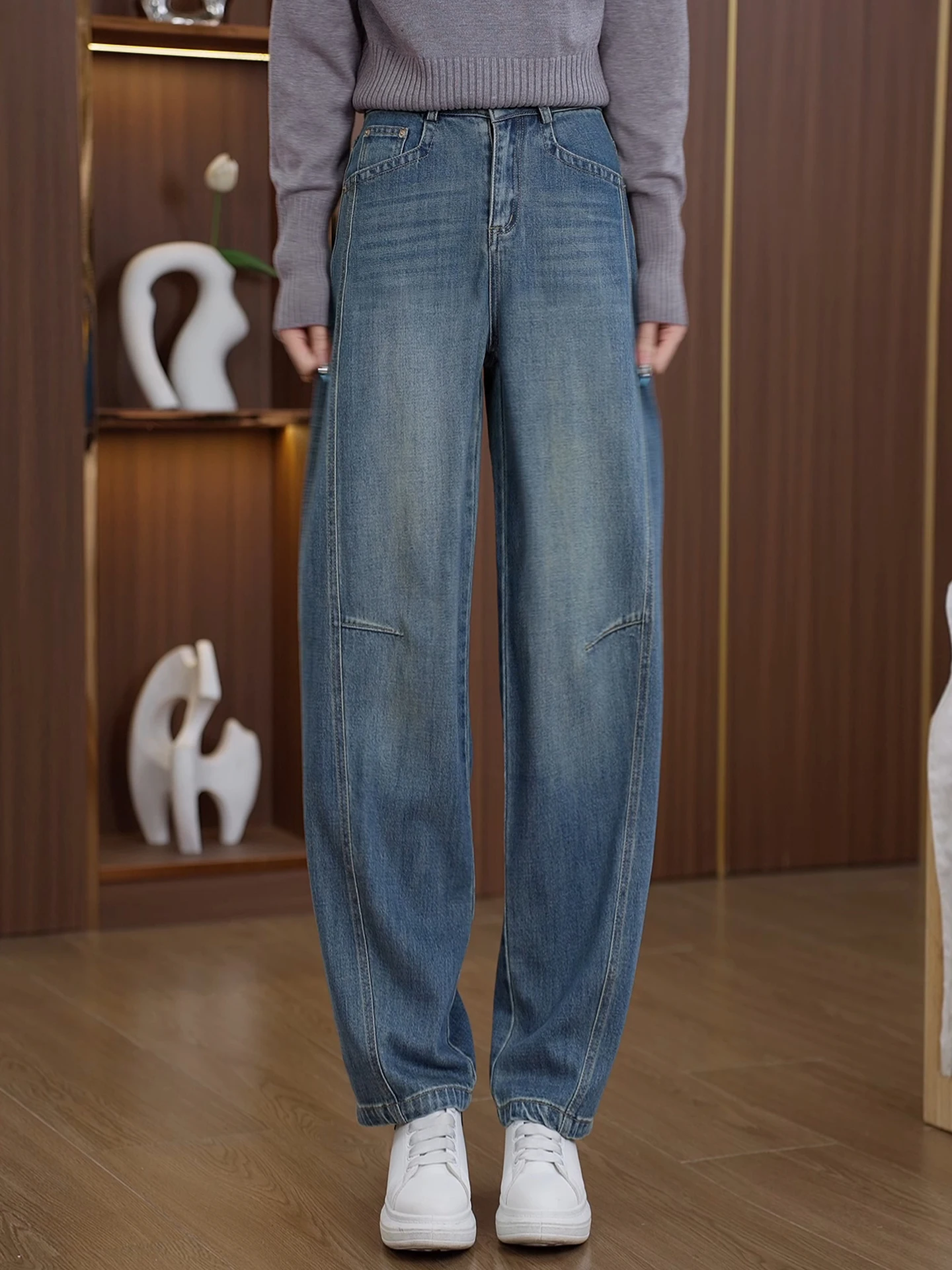 

High Waist Wide Leg Knife Jeans Women's Spring Autumn Slim Fit Denim Pants Casual Comfortable Breathable Soft Cotton Blend