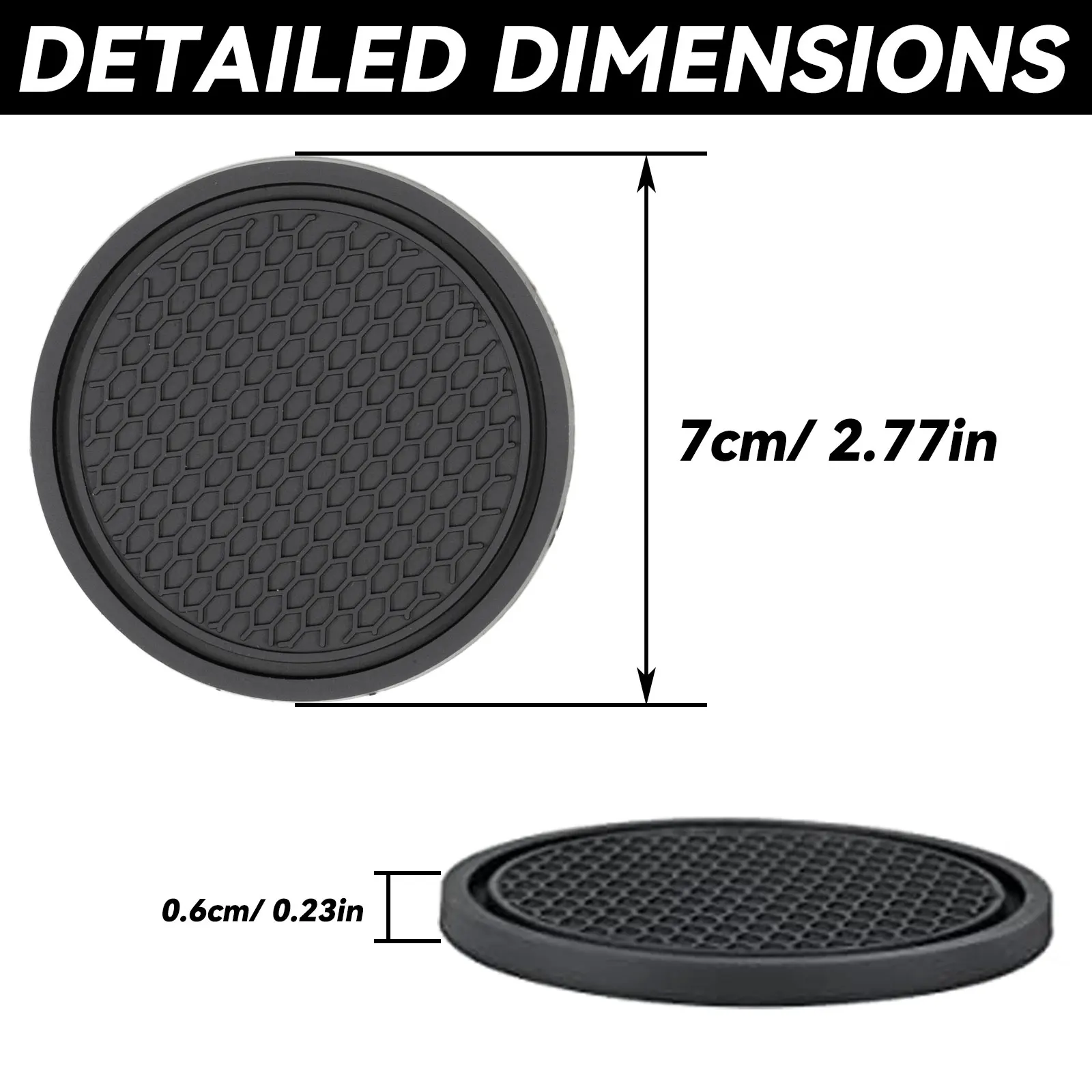 2PCS Universal Black Car Auto Cup Holder Insert Coaster Anti-slip Pad Mats For VW Honda Volvo Tesla Toyota Audi BMW Accessories