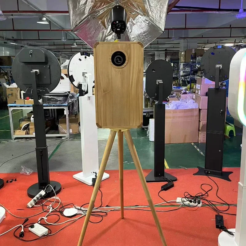 Solid wood photo booth machine portable selfie wooden retro photo booth party open-air photo booth