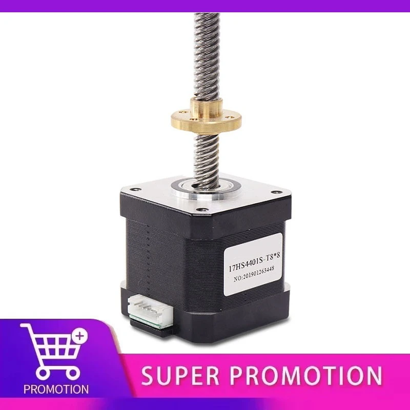 Nema17 Stepper Motor T8 Lead 2/4/8MM Screw 300MM Length Z Axis  1.8 Degrees 17HS3401S-T8 1.3A 28N.CM For 3D Printer Monitor