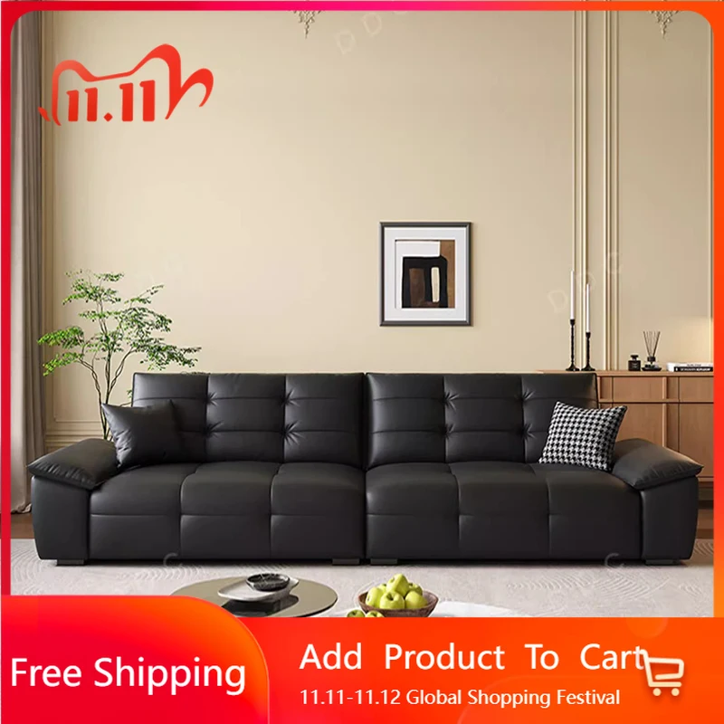 

Luxury Simple Couches Unique Black Comfortable Italian Modern Puffs Sofa Leather Solid Wood Modern Muebles Trendy Furniture