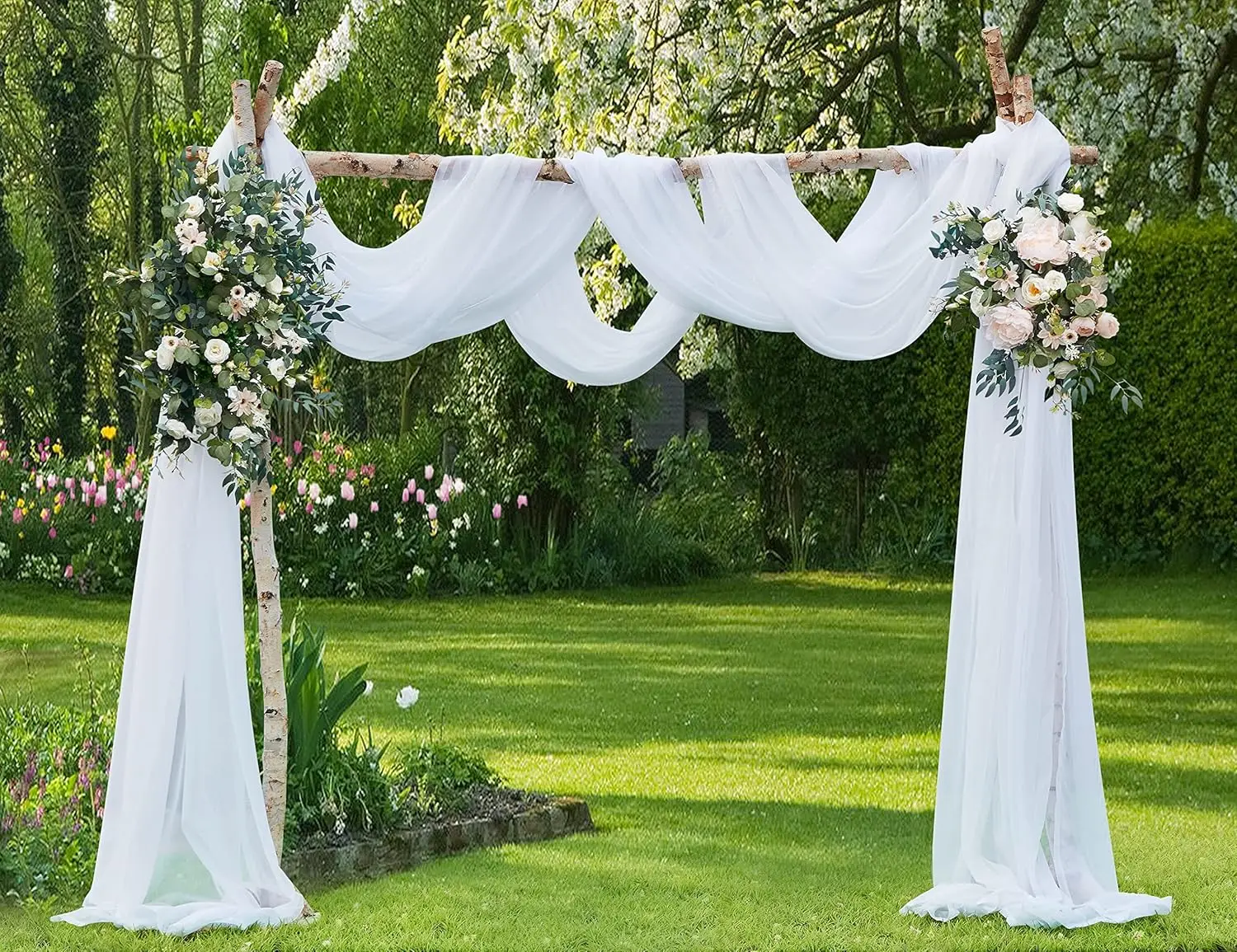 

Set Of 2 White & White Canopy Bed Ains In 55 X 360 H (30 Feet) Size. 2 King Bed Canopy Ains Can Be Turned Into Kids Bed Tent Or