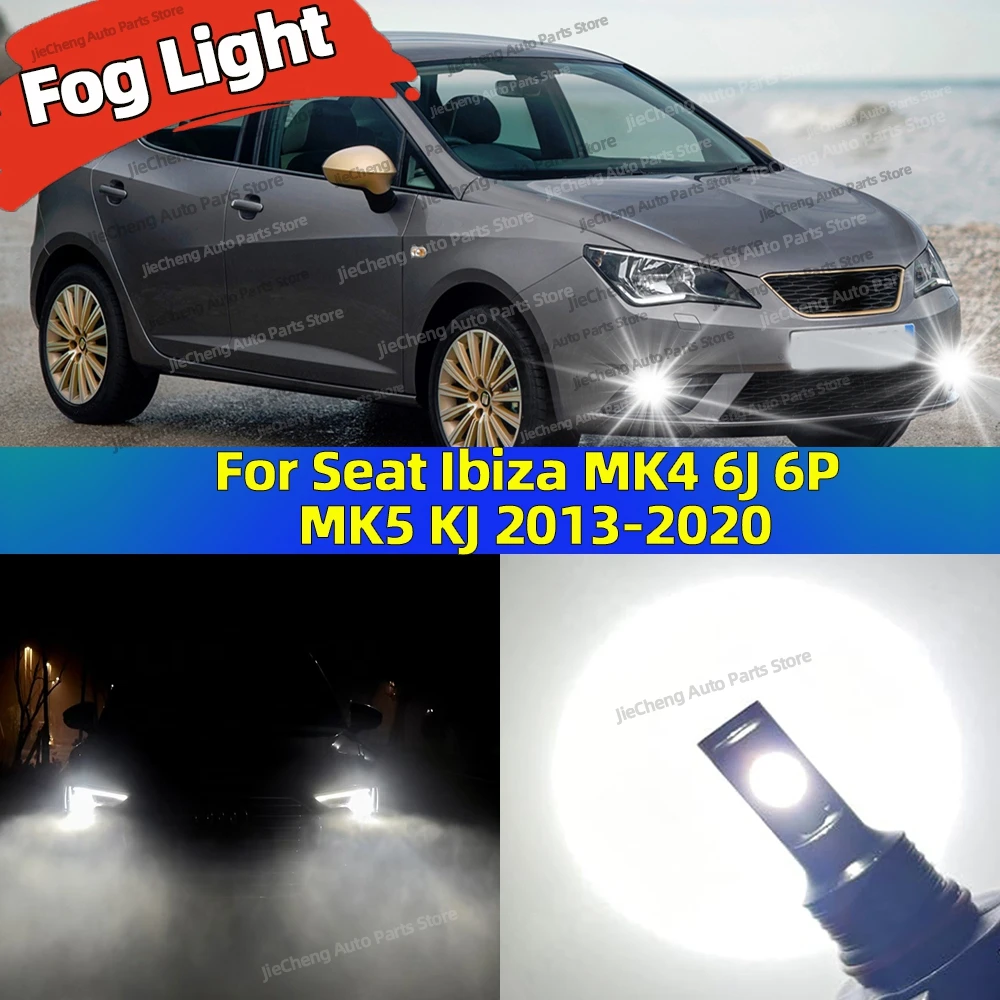 

LED Fog Lamp Car Fog Light Front Bulb 25000LM Ultra Bright For Seat Ibiza MK4 6J 6P MK5 KJ 2013-2020 2014 2015 2016 2017 2018