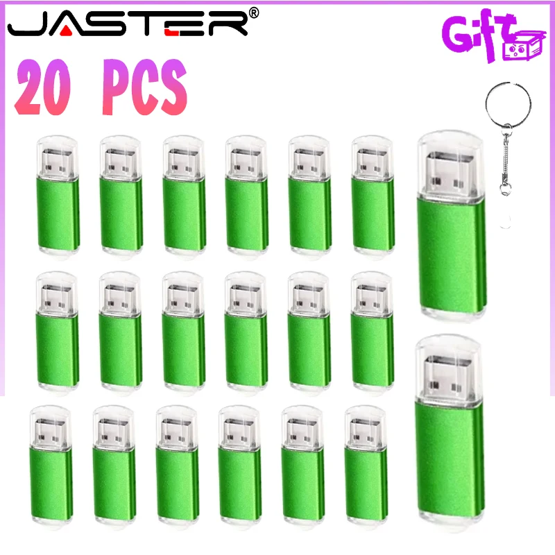 20PCS/LOT Metal USB Flash Drive 64GB Free Custom Logo Pendrive 32GB High Speed Pen Drive 16GB Storage Device Memory Stick Gift