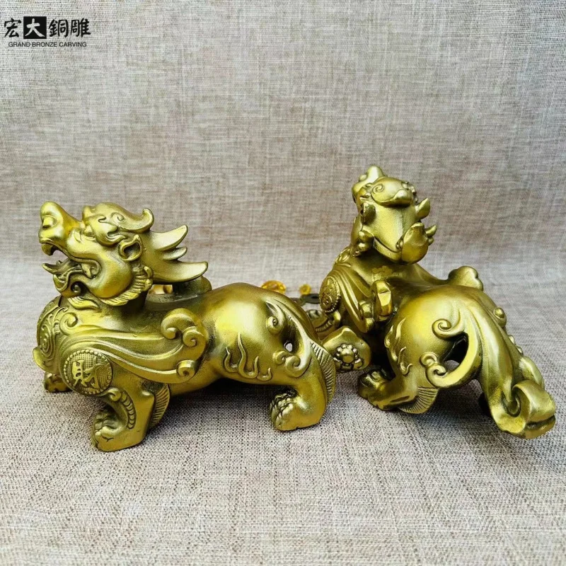 a Pair of Piqiu Copper Decoration for Home Office Opening Gift