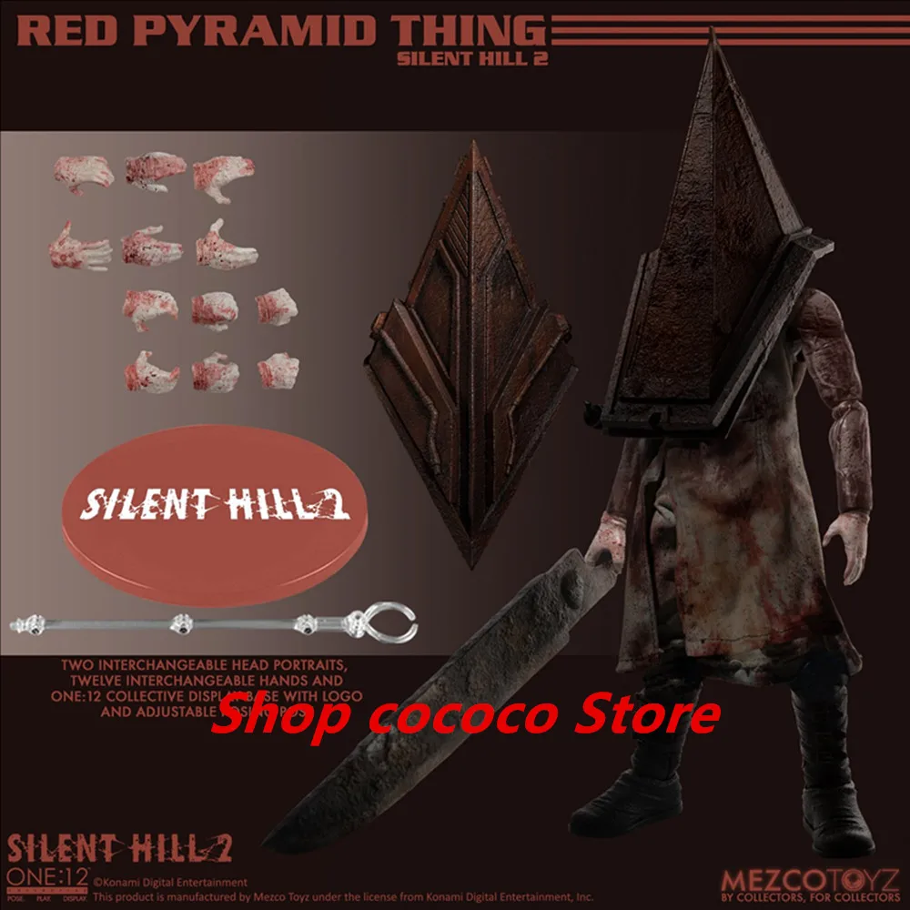 

MEZCO Pyramid Head Action Figure Silent Hill 2 Red Pyramid Thing Figurine ONE:12 Collection Desktop Ornaments 17cm PVC Model Toy