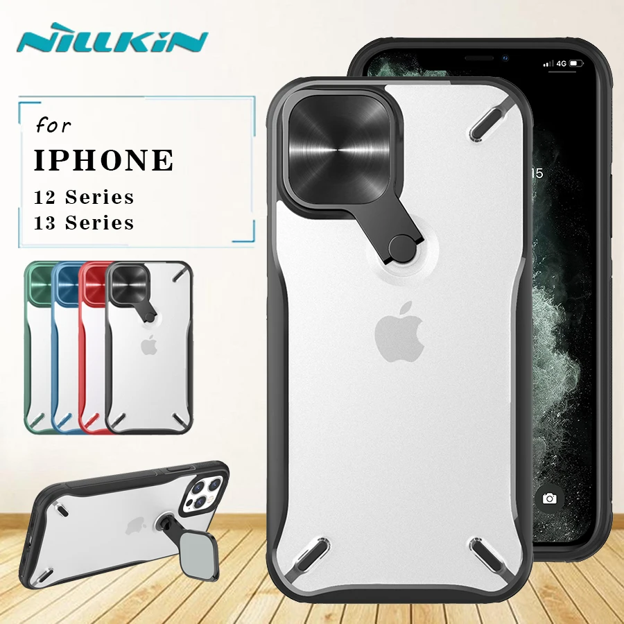 for Iphone 12 13 Pro / 12 13 Pro Max / 12 Mini Case Nillkin Cyclops Camshield with Stand Camera Protector Shockproof Back Cover