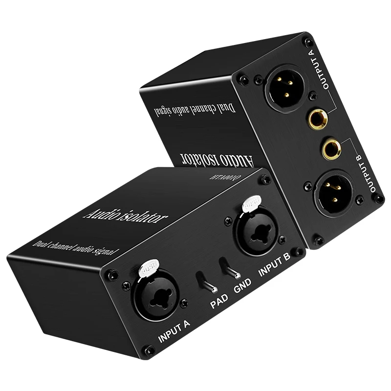 2-Channel XLR Audio Isolator Noise Reduction Filter Eliminates Current Noise 6.5 XLR Mixer Audio Isolators Dual-Channel 6.5 XLR
