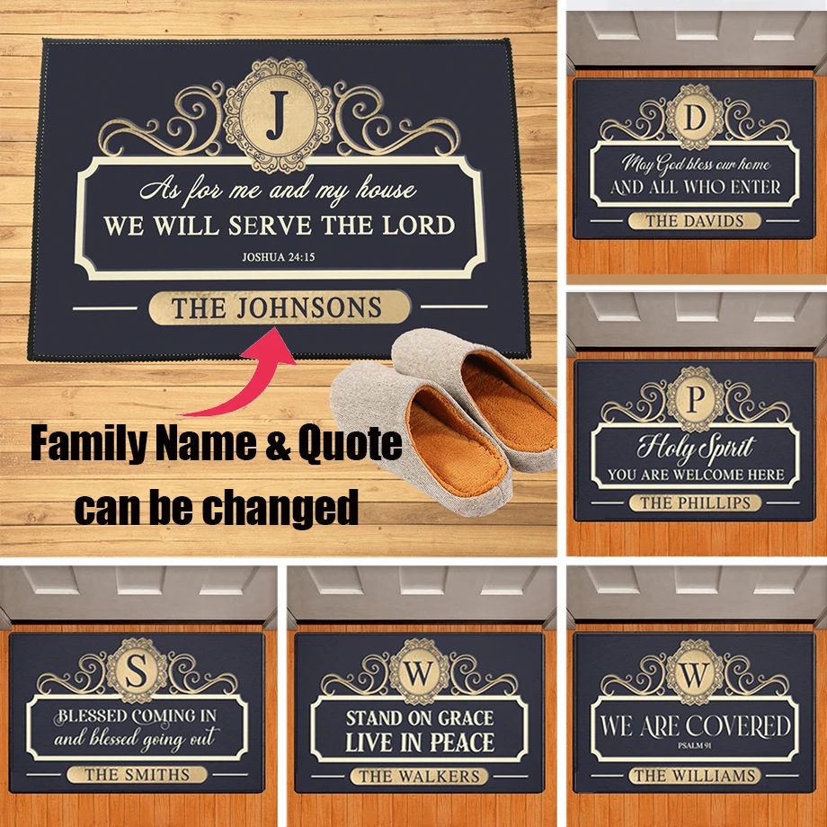 Personalized Serve The Lord Custom Doormat Rug Floor Mat Carpet Any Text Family Name Home Decor Accessory