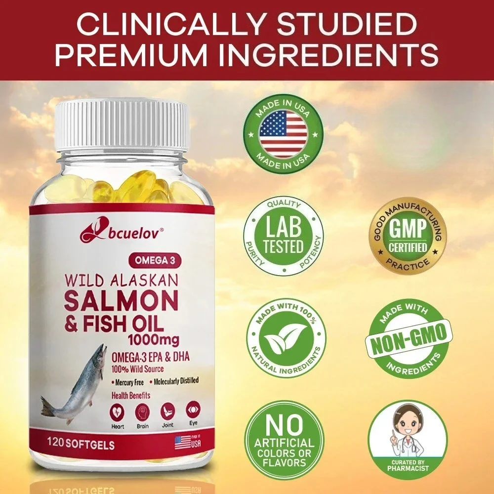 Super Omega-3 EPA/DHA Fish Oil Capsules - Heart, Brain & Joint Health Support - Gluten Free, Non-GMO