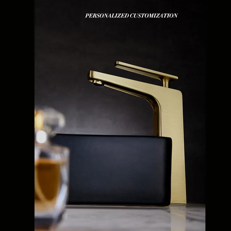 Wholesale brushed gold bathroom faucets and gold brushed lavatory vanity faucets mixer tap