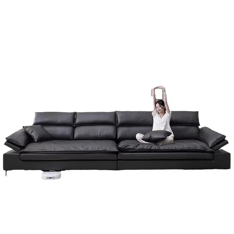 Modern simple technology fabric sofa living room Italian light luxury cat claw leather sofa