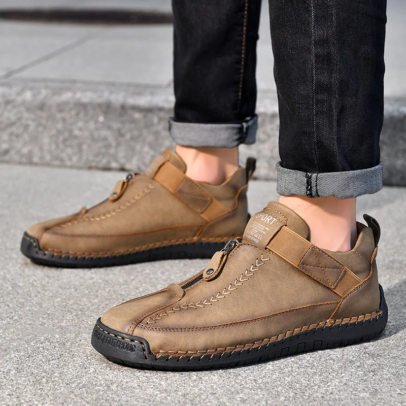 Zapatos informales de cuero hechos a mano, nuevos zapatos deportivos de diseño para exteriores de otoño, zapatos informales, botas de invierno para hombre de talla grande 38-48