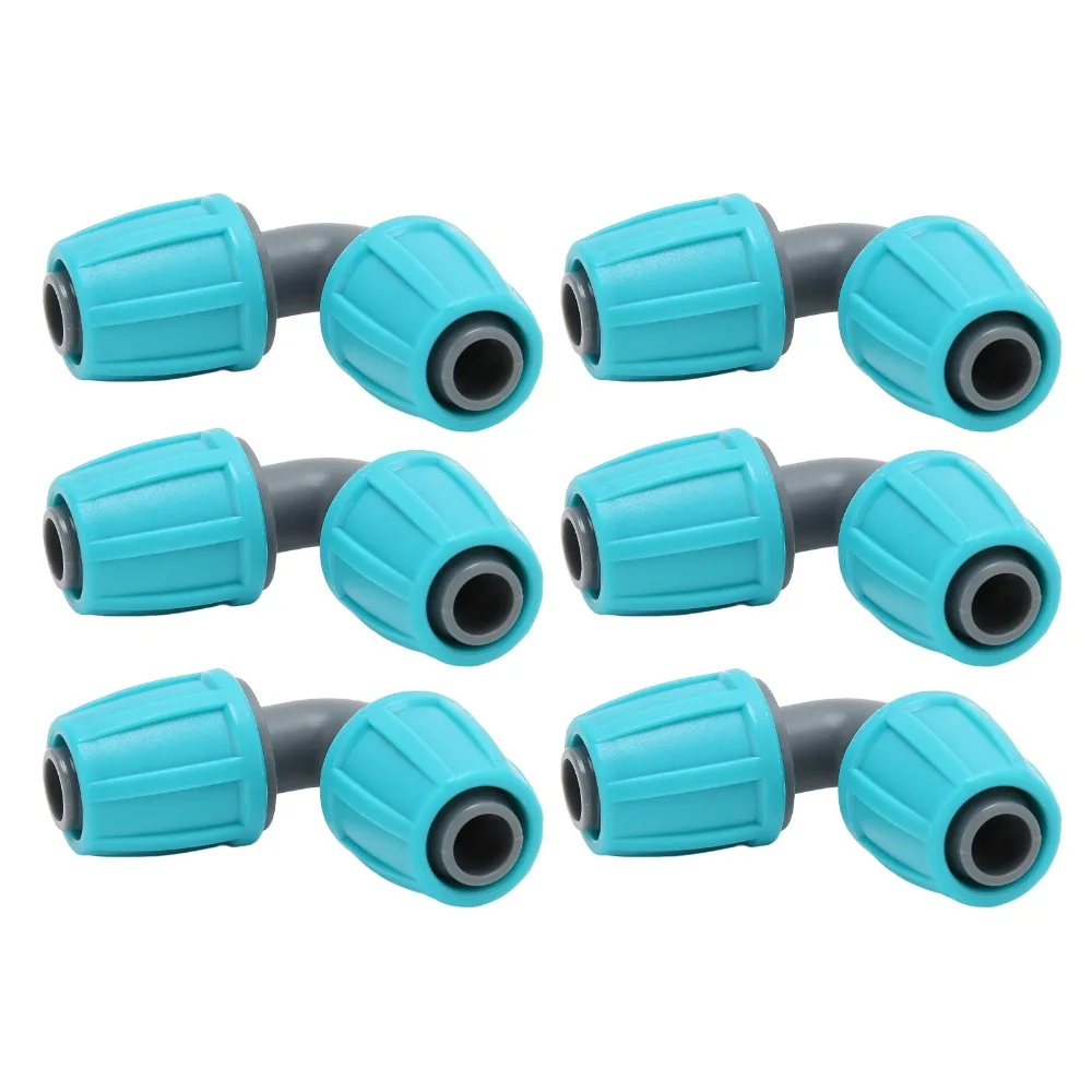 

10PCS 16mm Connection Diameter Drip Irrigation Elbow Fittings PE 90 Degree Drip Line Lock Barbed Connector Blue and Gray