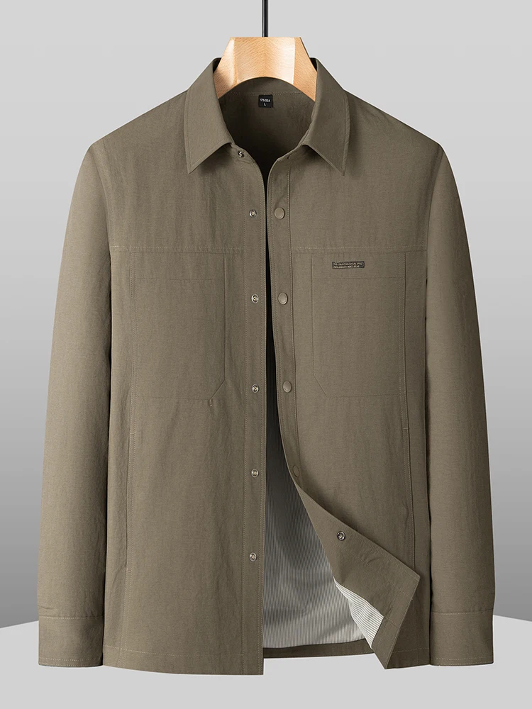 

Мужское повседневное пальто свободного кроя с воротником, больших размеров, из полиэстера, не мнущееся, с длинными рукавами, весна 2026