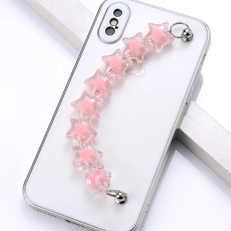 Acrylic Heart-Shaped Mobile Phone Chain Pentagram Cellphone Chains Women Lanyard Anti-Lost Hold Straps Charm Jewelry Accessories