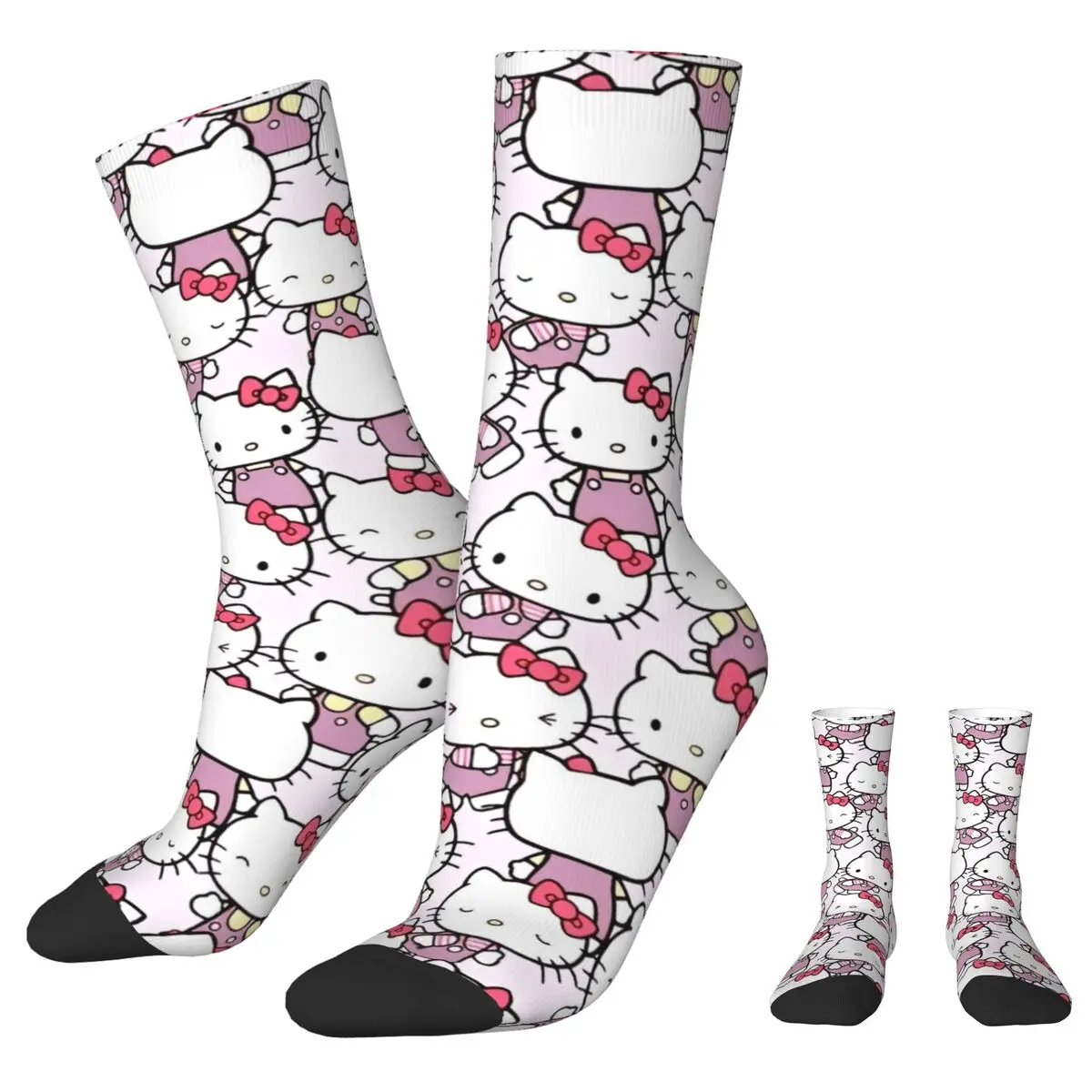 Official Many Hello Kitty Cute Socks Men Women Polyester Fashion Socks Hip Hop Spring Summer Autumn Winter Middle Tube Sock Gift