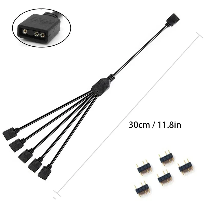 5V 3-Pin Addressable ARGB Female to Female Splitter Extension Cable for Extending PC Computer Fans image 4