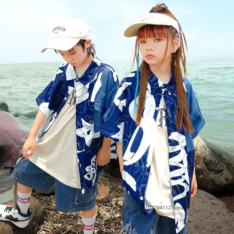 Costumes de danse de rue pour enfants, ensembles chemises et jeans cool et beaux pour garçons et filles, Costumes de danse hip-hop pour enfants