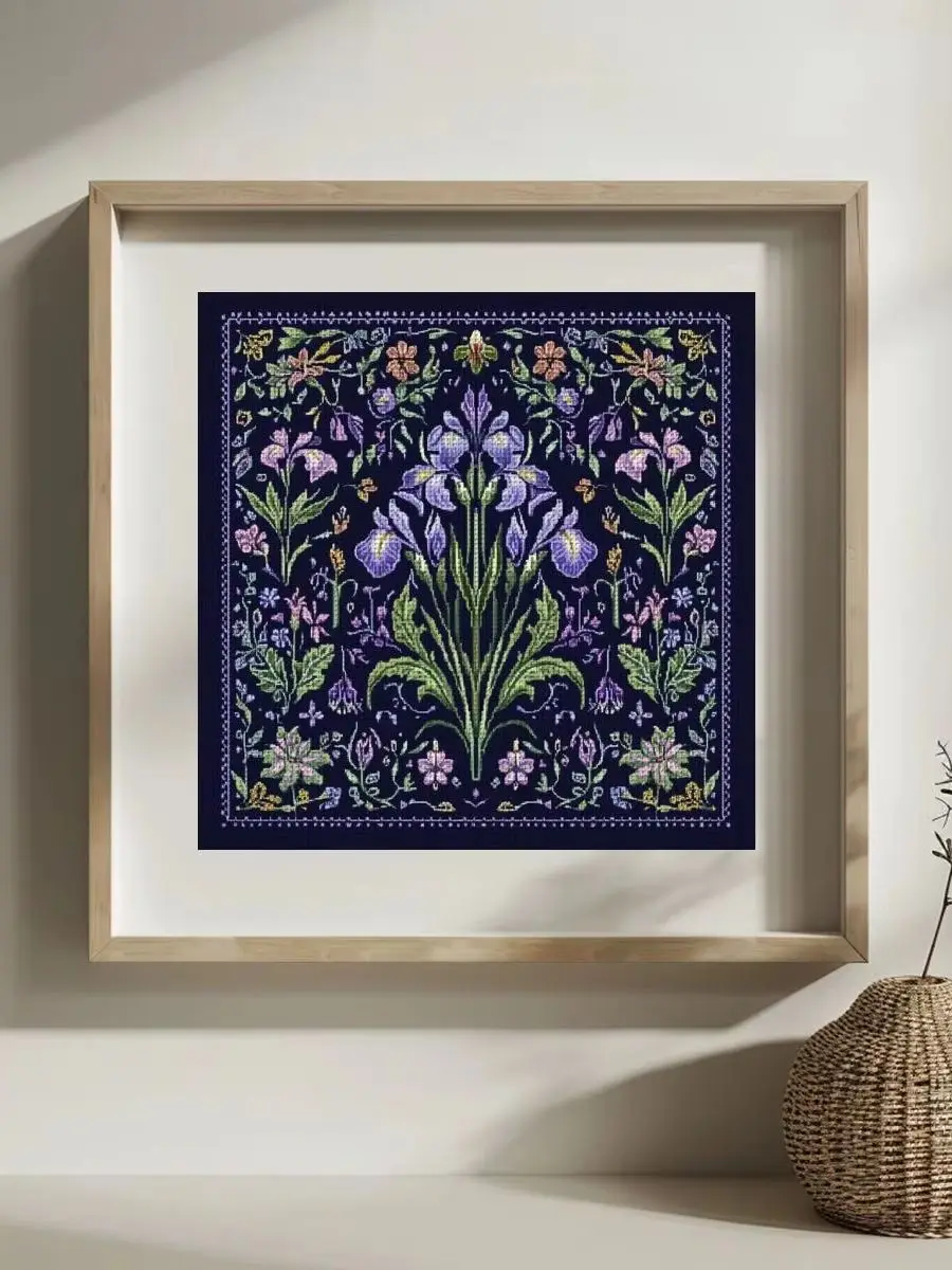 1 Stück 30x30 cm/11,8 Zoll Blumenmuster Kreuzstich-Set DIY-Kit 11/14/16CT DIY Stickset Zubehör für Kreuzstich – Detail 1