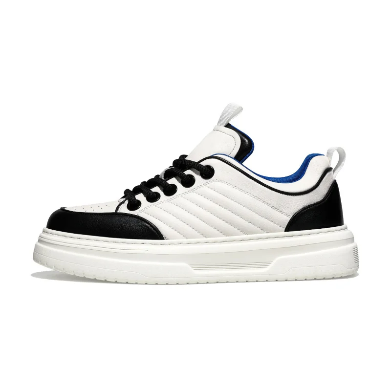 

High Quality Full Grain Leather Platform Thick Sole Men's Sneakers 2026 Spring New Lightweight Casual White Men‘s Shoes