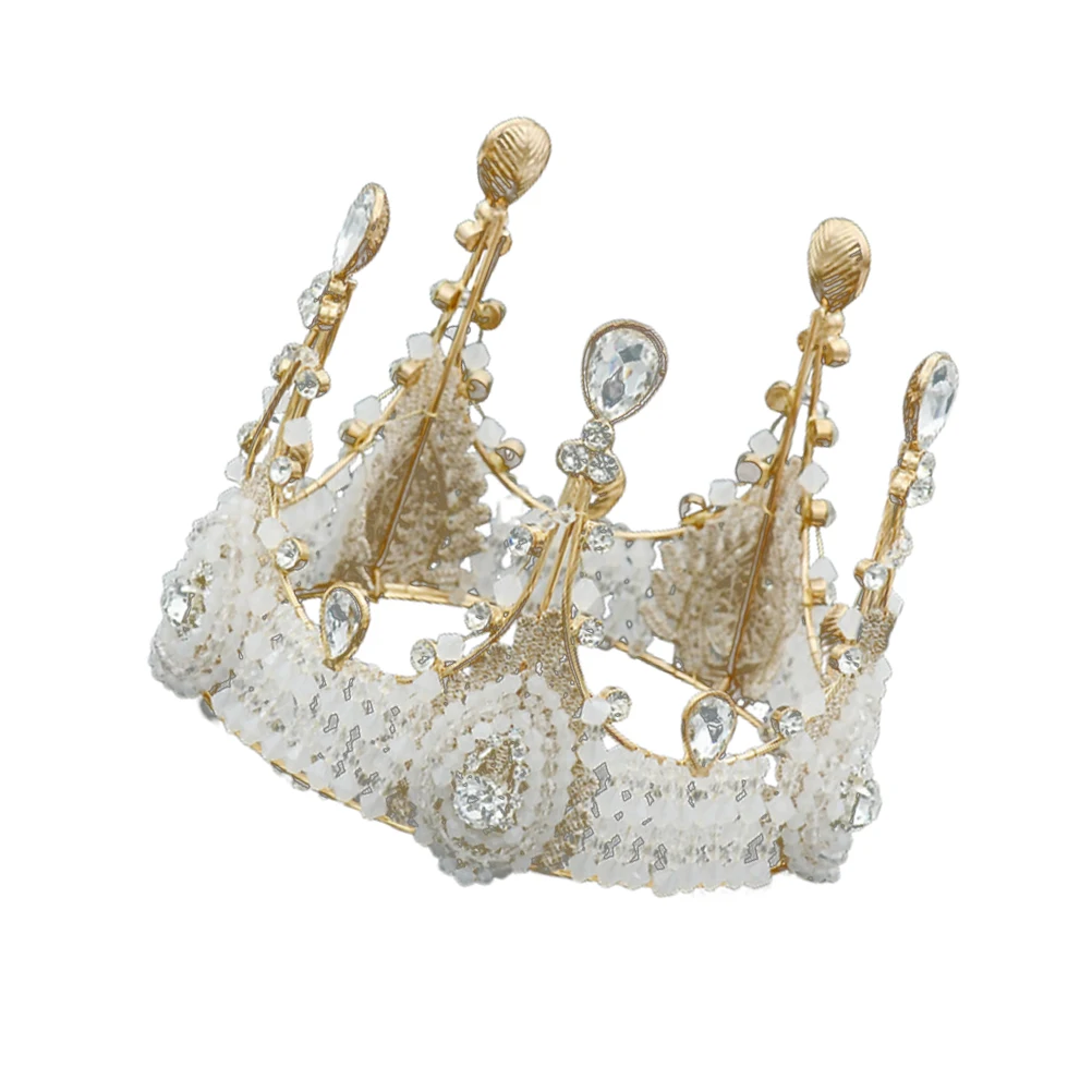 

Sparkly Rhinestone Cake Crown 10.5X8Cm Crystal Tiara Birthday Headdress For Girls Durable Alloy Hair Accessories Stylish Child
