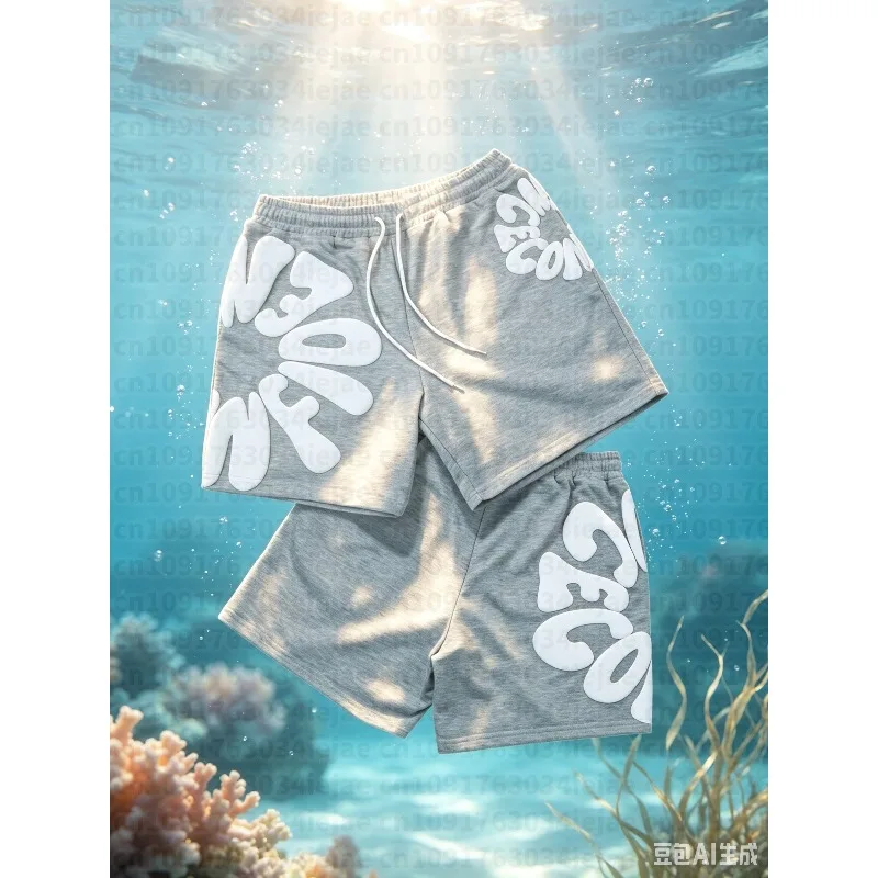 Men's Loose Fit Streetwear Shorts Trendy Brand Y2K Hip Hop Polyester Athletic Multi Color Black White Full Size Daily Wear