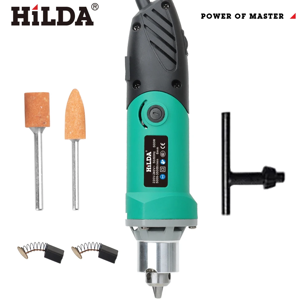 HILDA 500W Groene Graveur Elektrische Boor 6-Positie Variabele Snelheid High-Power Houtbewerking Roterende Gereedschap Set Grinder polijsten