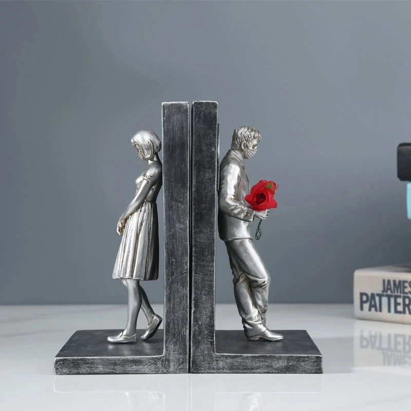 Banksy Figure Sculpture Bookends Decorative Home Decoration Accessories Living Room Book Ends Bookshelf Decor Display Desktop