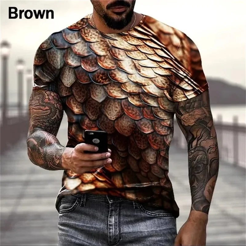 3d Printed Snakeskin Graphic T Shirt For Men Funny Personality Cool T-shirt Top Short Sleeve Plus Size Men\'s T Shirt Streetwear