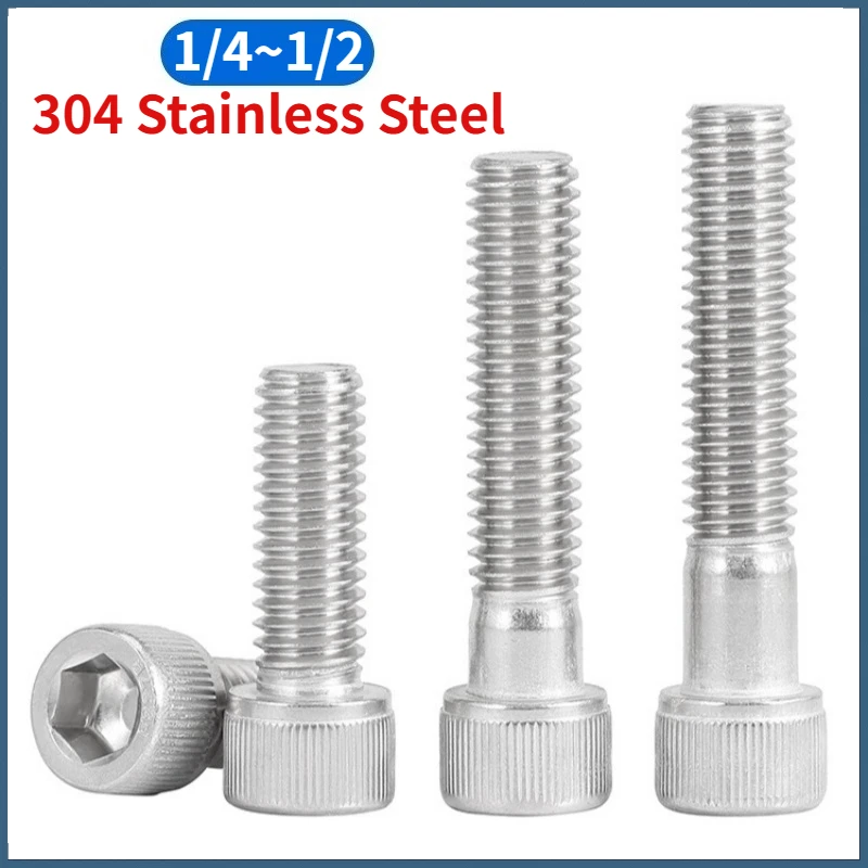 UNC UNF 1/4-20 1/4-28 5/16-18 5/16-24 3/8-16 3/8-24 1/2-13 304 A2 Stainless Steel Hexagon Socket Head Cap Screw Allen Head Bolt