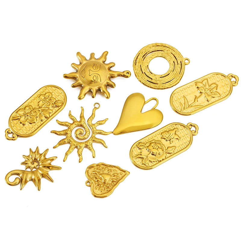 4pcs Stainless Steel Heart Flower Vortex Conch Large Charm Pendants for Neck Bracelet Earrings DIY Jewelry Making Supplies